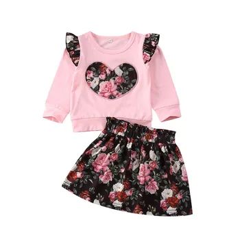 Malčka, Fant, Otroci, Oblačila, Ki 2020 Pomlad Jesen Baby Dekleta Cvetlični Oblačila Dolg Rokav Vrhovi+Tutu Krilo Obleko Bombaž Obleke