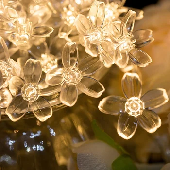 LED novoletne Lučke Cvet Rože LED Niz Vila Luči Toplo Bela Garland Počitniških Domov Soba Badroom Poroka Dekoracija