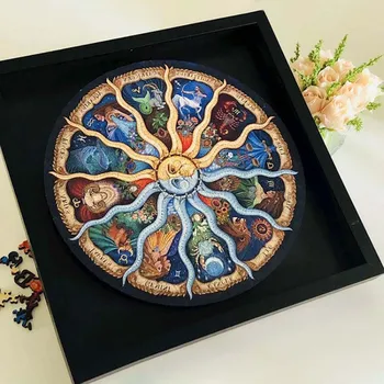 Okrogla Puzzle sestavljanke 1000 Kos za Odrasle - Nebesno Horoskop Puzzle - DIY Constellation Krožne Sestavljanke, Uganke z vse Kul in Izziv