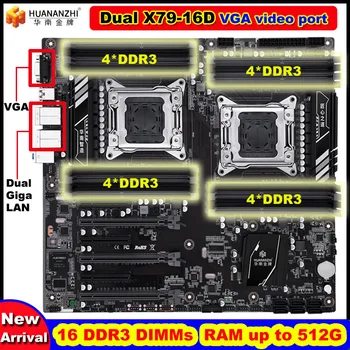HUANANZHI X79-16D Dual PROCESOR Vtičnica Matično ploščo s 16 Reže DDR3 Pomnilnika vgrajena VGA Video Izhod 2 GIGA Ethernet Vrata