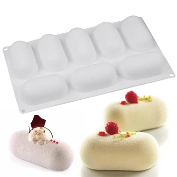 8 Lukenj Ovalne Blazino Oblike Silikona Mousse Torta Plesni 3D Ročno Cupcake Jelly Piškotek Muffin Milo Maker DIY Orodja za Peko