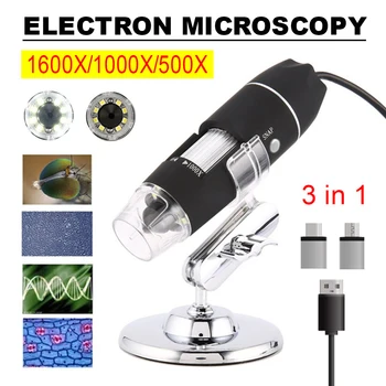 Nastavljiv 1600X LED Digitalni Mikroskop Tip-C Micro USB Lupo Elektronski Stereo USB-Endoskop Za Telefon, RAČUNALNIK