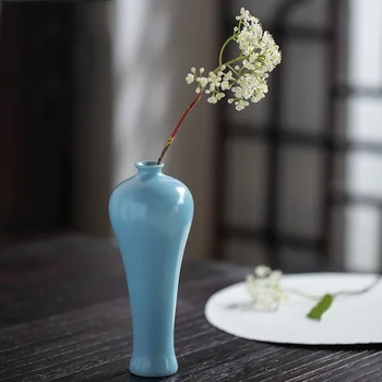 Jingdezhen Kitajski preprost Japonski Zen keramični namizni mala modra vaza posušen cvet dekoracijo