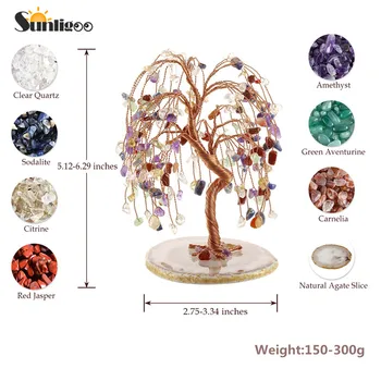 Sunligoo Rose Quartz Zdravljenje Kristalno Drevo Figurice Gemstone z Naravnimi Agate Znanja Denar Drevo Feng Shui Okraski 5.12-6.29