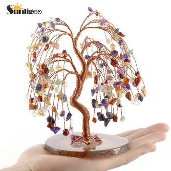 Sunligoo Rose Quartz Zdravljenje Kristalno Drevo Figurice Gemstone z Naravnimi Agate Znanja Denar Drevo Feng Shui Okraski 5.12-6.29