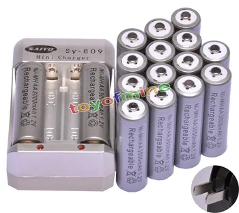 16x AA 3000mAh 1,2 V Ni-MH Baterije celice za igrače Siva za Igrače RC Kamera + Polnilnik