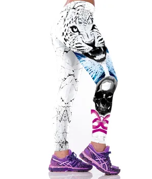 2019 Seksi Ženska Vaja Tiger Tiskanja Dokolenke Fitnes Legging Visoko Elastični Pas Športne Leggins oga Hlače Ženske Teče hlačne Nogavice