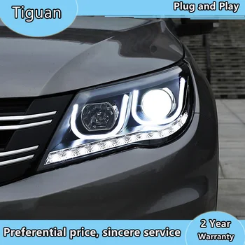 Avto Styling Za VW 2010-2013 Tiguan Žarometi Novi Tiguan LED Smerniki DRL Objektiv Dvojnim Snopom, H7 HID Xenon Avtomobilski Pribor