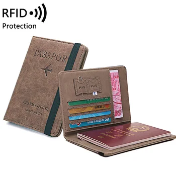 RFID Letnik Poslovnih Potni list, Krije Imetnik Multi-Funkcijo ID Banka Kartico Ženske Moški PU Usnje Denarnice Primeru Dodatki za Potovanja Novo
