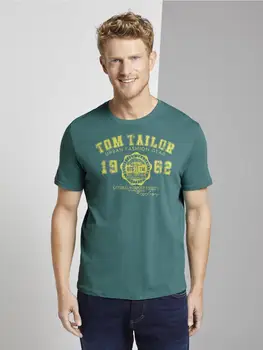 Moška T-shirt Tom Tailor 652079 svetlo poletno telovnik na vsak dan v modi s tiskanje z napisom lepa za delo športni mehko bombažno udobno barve kluba mladih lahkoto športna Fitnes V vratu
