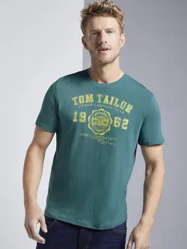Moška T-shirt Tom Tailor 652079 svetlo poletno telovnik na vsak dan v modi s tiskanje z napisom lepa za delo športni mehko bombažno udobno barve kluba mladih lahkoto športna Fitnes V vratu