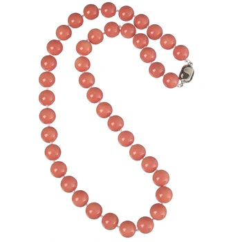 Visoko kakovostni koralni ogrlica 8,10,12,14 mm roza oranžna umetno koralni krog kroglice čare weidding stranka čare ogrlica 18 inch B14