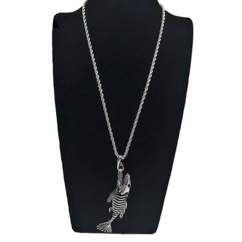 Gothetic Piranha kosti, ogrlico, obesek, mens 316L iz nerjavečega jekla edinstveno kosti rib ogrlica punk moda nakit CARA0550