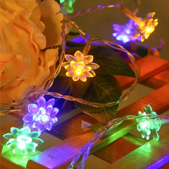 LED Lotus Svetlobe Niz 10/40/50/80leds Cvet Garland Luči za Poroko, Božič Ramadana Novo Leto Pravljice Dekoracijo na Baterijski Pogon