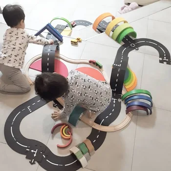 Ruizhi Otrok DIY Preplete Skladbo Puzzle Avtocesti Šivanje Prop Prometa Progi Pribor Scene Stavbe Igrača Otroci Darilo RZ1171