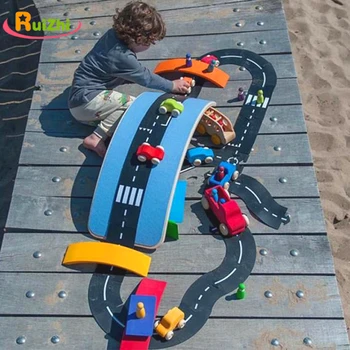 Ruizhi Otrok DIY Preplete Skladbo Puzzle Avtocesti Šivanje Prop Prometa Progi Pribor Scene Stavbe Igrača Otroci Darilo RZ1171