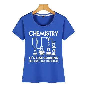 Vrhovi Majica s kratkimi rokavi Ženske kemija kemija je kot kuhanje Moda Belo Kratko Tshirt Ženske