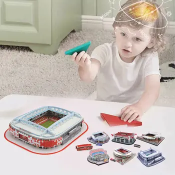 DIY 3D Sestavljanke Jigsaw Svetovni Nogometni Stadion Evropsko Nogometno Igrišče Sestavljeni Model Zgradbe Puzzle Igrača Za Otroke