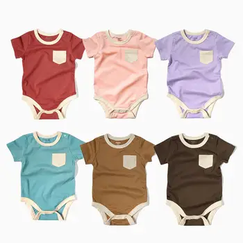 Newborn Baby Dekleta Bodysuits Poletje Novo Kratek Rokav Tanke Slog Čistega Bombaža O-vratu Dihanje Outwear Baby Fantje Oblačila 0-24M