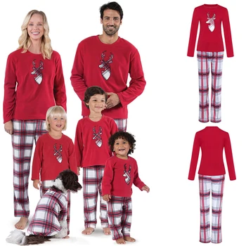Družinski Božič Pižamo Nastavite Toplo Odrasle, Otroci, Dekleta, Fant, Mama, Oče Sleepwear More Dveh-kos Oblačila Ujemanje Družino Obleke