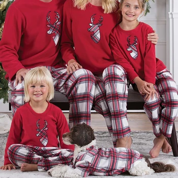 Družinski Božič Pižamo Nastavite Toplo Odrasle, Otroci, Dekleta, Fant, Mama, Oče Sleepwear More Dveh-kos Oblačila Ujemanje Družino Obleke
