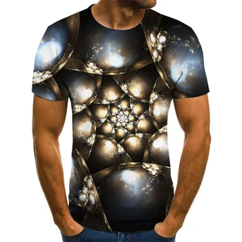 3D nove preprosta modna pisane psihedelični geometrijske kreativna zasnova moška t-shirt moški divje kul edinstveno tiskanja lep kratek