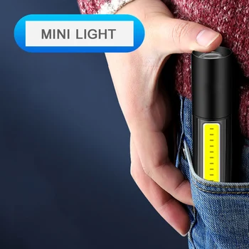 Min LED Svetilka XPE COB Prenosni USB Polnilne Luči 3 Načini Zoom Nepremočljiva Kul Luč za Kampiranje, Kolesarjenje, Hoja Svetilke