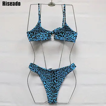 Riseado Seksi Bikini 2021 Leopard Kopalke Ženske Obroč Kopalke Trak Kopalke Brazilski Bikini Vozlane Plažo Poletje