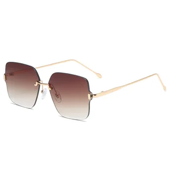 2021 Prevelik Vintage sončna Očala Ženske Moški Rimless Luksuzne blagovne Znamke Oblikovalec sončna Očala Lady Kvadratnih Očala Oculos De Sol UV400