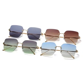 2021 Prevelik Vintage sončna Očala Ženske Moški Rimless Luksuzne blagovne Znamke Oblikovalec sončna Očala Lady Kvadratnih Očala Oculos De Sol UV400