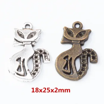 35 kosov retro kovinski cinkove zlitine mačka Obesek za DIY ročno izdelan nakit, ogrlico, zaradi česar 8194