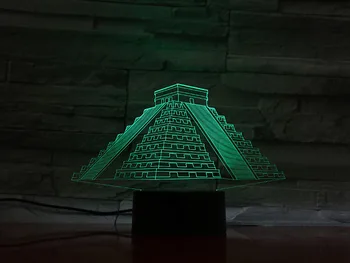 3D Lučka Stavbe Majevske Piramide Touch Senzor 7 Barve z Daljinskim upravljalnikom za Dnevna Soba Dekoracijo Led Nočna Lučka Lučka za Vzdušje