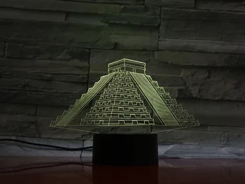 3D Lučka Stavbe Majevske Piramide Touch Senzor 7 Barve z Daljinskim upravljalnikom za Dnevna Soba Dekoracijo Led Nočna Lučka Lučka za Vzdušje