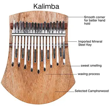 GECKO 17 Tipka Kalimba Palec Klavir Prst Tolkala Glasba Kafra Lesa Glasbeni Instrument