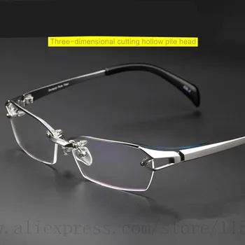 2017 Moda Čistega Titana rimless očala okvir blagovne Znamke oblikovalec Moških Očala, obleko obravnavi očala optične leče prescpriton