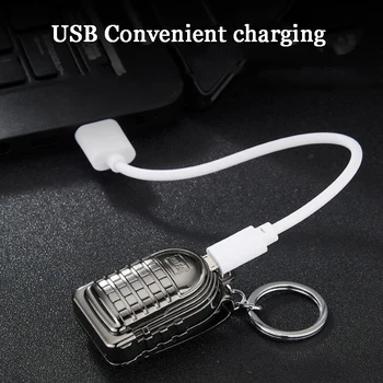 Cinkove Zlitine Keychain Mini Nahrbtnik Električni Vžigalnik Volfram Turbo USB Windproof USB Lažji Kul Pripomočke za Moške, Darilo