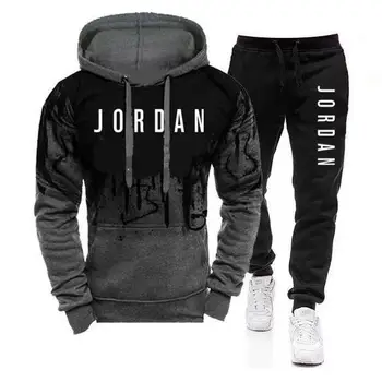 Jordan 23-Conjuntos de sudaderas con capucha y pantalones par hombre,Sudadera con capucha de lana,pantaln,conjunto de 2 piezas