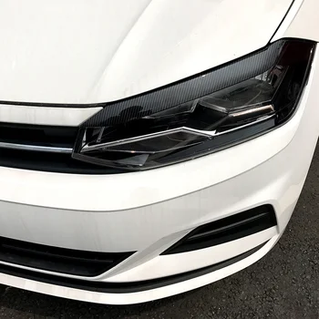 Za Volkswagen VW Polo MK6 2019+ Ogljikovih Vlaken Avto Oprema Žarometi Obrvi Veke Trim Pokrov Okrasni Trakovi Avto Nalepke