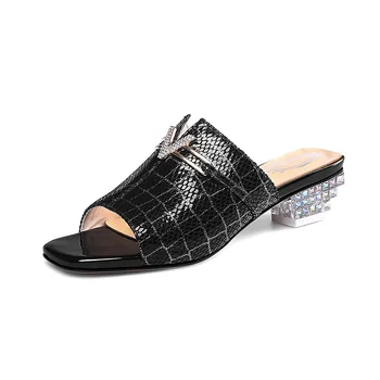 MORAZORA 2020 Novo blagovno Znamko ženske sandale nizke pete kvadratni toe stranka čevlji poletje moda ovčje kože 2 barve mul čevlji črne
