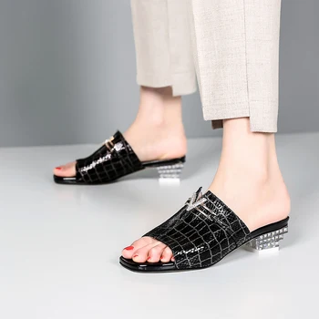 MORAZORA 2020 Novo blagovno Znamko ženske sandale nizke pete kvadratni toe stranka čevlji poletje moda ovčje kože 2 barve mul čevlji črne