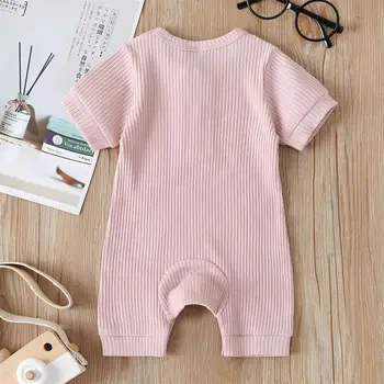 Novorojenega Dojenčka Fantje Dekleta Jumpsuits Oblačila Kratek Sleeve Solid Color Romper Jumpsuit Oblačila Sundress Baby Otroci Oblačila Y2