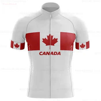 Mens Kanada Kratkimi Kolesarski Dres Quick Dry MTB Jersey Gorsko Kolesarske Majice Cestno Kolo Oblačila Maillot Ropa Ciclismo