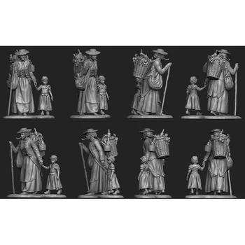 1/32 starodavno žensko in otroka stojalo Smolo slika Model kompleti Miniaturni gk Unassembly Unpainted