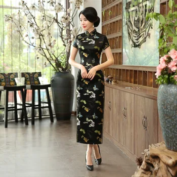 2020 Nove Rdeče Rajon Cheongsam Tradicionalno Kitajsko Obleko Classic Ženske Qipao Elegantno Kratek Rokav Novost Dolgo Obleko S-3XL
