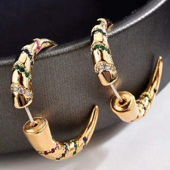Zlxgirl modni nakit za ženske in moške pisane kubičnih cirkonij bakreni uhani nakit izjavo nohtov stud poroko ušesa piercings