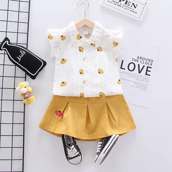 2021 Nov Modni Baby Dekle Oblačila Sklop Cvetlični T-Shirt + Mini Obleka za Poletje Risanka Otrok Obleke 6M-4T