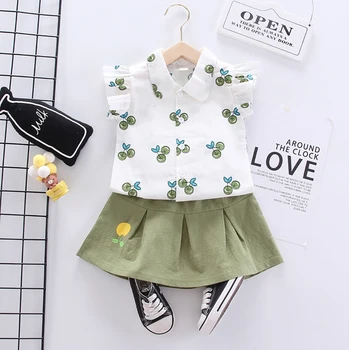 2021 Nov Modni Baby Dekle Oblačila Sklop Cvetlični T-Shirt + Mini Obleka za Poletje Risanka Otrok Obleke 6M-4T