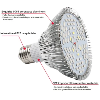 E27 Žarnica Za Rastline LED Grow Light Celoten Spekter Rastejo Žarnice Ffs Lučka Fotosinteze Za Notranje Rože in Sadike Rastejo
