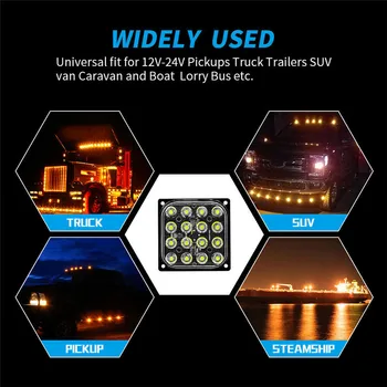 4PCS Modra Fso Flash Luči v Sili Stroboskopske Luči za Tovornjake 16LED 4x4 Kvadratnih Utripajoče Luči v Sili, 12/24V