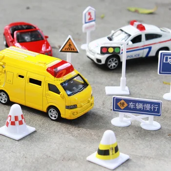 112 kos/ set otrok DIY model scene igrača prijavite cesti znak prometni znak brezplačna dostava